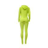 Casual Fish Scale Stretch Hooded Sports Pant Set