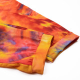 Casual Tie-dye Drawstring Hooded Sweatshirt Pant Set