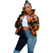 Unisex Zipper Up Camouflage Dyed Padded Down Jacket
