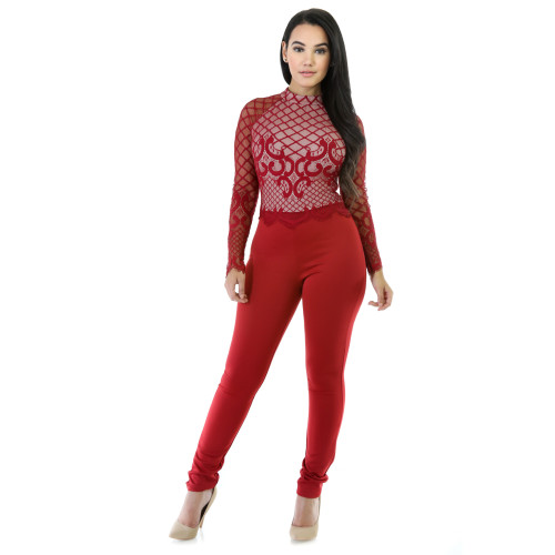 Sexy Lace Long Sleeve Jumpsuit