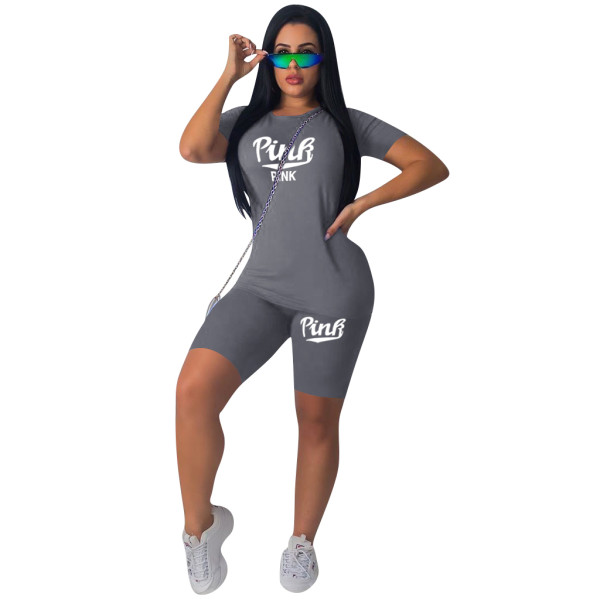 Casual Cotton Printed Sports Two Piece Short Outfits