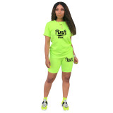Casual Polyester Printed Sports Two Piece Short Outfits