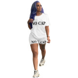 Casual Sports Letter Print Two Piece Short Set