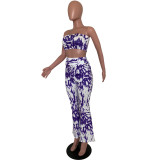Casual Print Strapless Top and Pant
