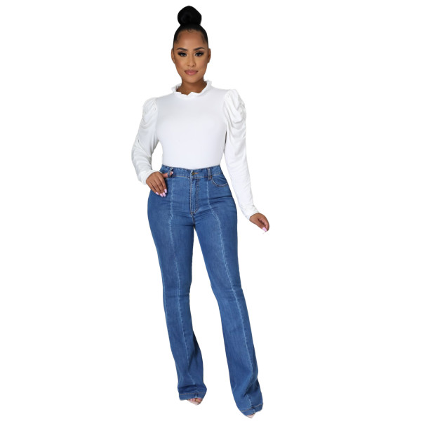 Casual Stitching Contrast Jeans