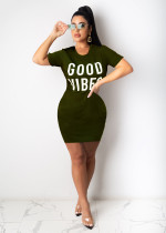 Sexy Alphabet Print Short Mini Dress