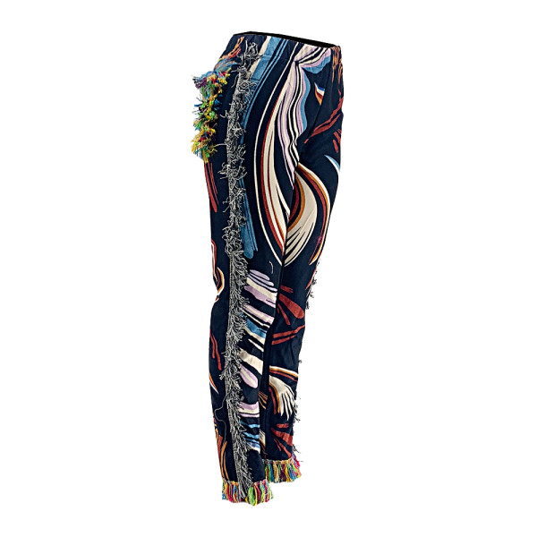 white fringe pants