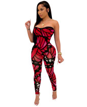 Casual Printed Strapless Jumpsuit