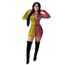 Casual Plaid Stitching Shirt Dress