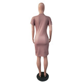 Casual Printed Poker Short Sleeve Club Dress