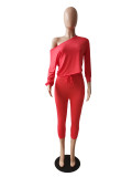 Autumn Pure Color Two Piece Tracksuit Outfits