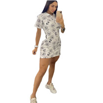 Casual Print Dyeing Letter Mini Dress
