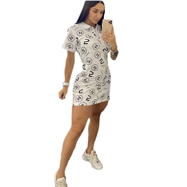 Casual Print Dyeing Letter Mini Dress