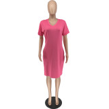 Solid Color Plus Size Midi Dress