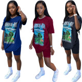 Two-piece Casual Cartoon Letter Print Home Loungewear Set