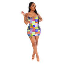 Casual Printed Women's Beach Straps Dress