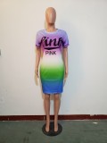 Casual Printed Short Sleeve Club Dress