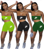 Casual Letter Wrapped Chest Shorts Yoga Set