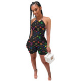Colorful Playsuit Halter Print Rompers
