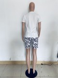 Casual Summer Print Dyeing Short Set