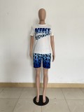 Casual Print Dyeing Two Piece Short Set