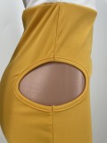 Casual Short Sleeve Stitching Hole Maxi Dress