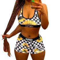 Sexy Graphic Print Tank Top Shorts Set Swimsuit