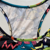 Sexy Pattern Printed Shorts Set Yoga Swimsuit Pants Set