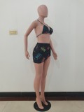 Summer Print Sexy Bikini Set and Mini Skirt