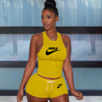 Casual Vest Embroidery Sports Two Piece Outfits