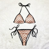 Sexy Pattern Print Double Layer Swimsuit