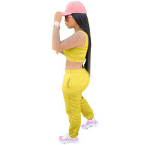 Solid Color Sports Vest and Trousers