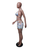 Sexy Printed Bikini Set with Skirt 3 Piece Set