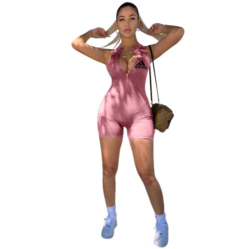 Solid Color Sleeveless Embroidered Romper