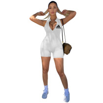 Solid Color Sleeveless Embroidered Romper