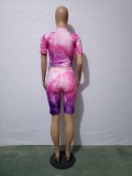 Casual Burnt Flower Hole Tie-dye Two Piece Short Set (Available 8th May)