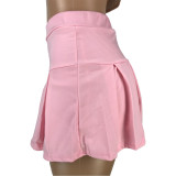 Solid Color Nightclub Pleated Culottes Skirt