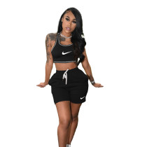 Casual Embroidery Sports Short Set with Pocket