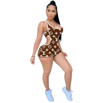 Sexy Positioning Printing Romper