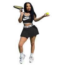 Casual Tennis Sports Vest and Pleated Culottes Jersey Set