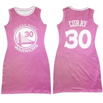 Sleeveless Letter Print Double-sided Pattern Ladies Basketball Shirt Dress
