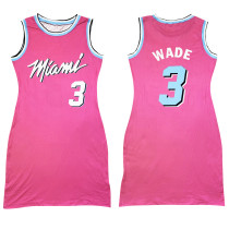 Sleeveless Letter Print Double-sided Pattern Ladies Basketball Shirt Dress