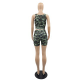Casual Camouflage Bandage Vest and Shorts
