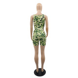 Casual Camouflage Bandage Vest and Shorts