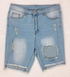 Ripped Holes Midi Washed Jeans