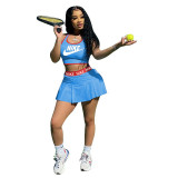 Casual Tennis Sports Vest and Pleated Culottes Set