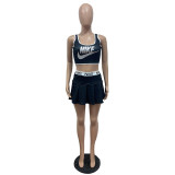 Casual Tennis Sports Vest and Pleated Culottes Jersey Set