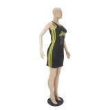 Casual Sleeveless Double-sided Pattern Printed Webbing Basketball Mini Dress