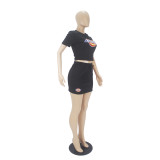 Casual Pattern Offset Printed Short Skirt Set