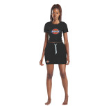 Casual Pattern Offset Printed Short Skirt Set